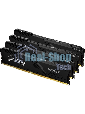 Оперативная память Kingston Fury Beast, DDR4, 128GB (4x32 GB), 3200 MHz, CL16, DIMM, с радиатором, черный
