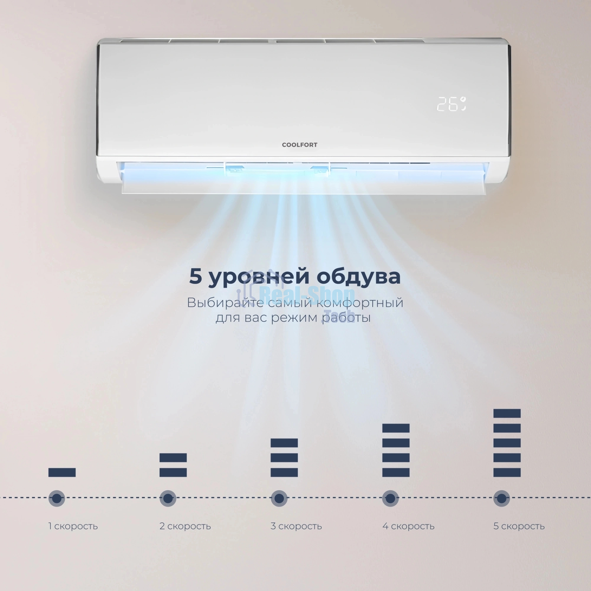 Кондиционер сплит-система Coolfort CF-4103 12000 BTU, 35 м², 37 дБ, охлаждение, обогрев, белый