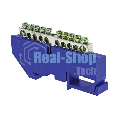 Шина нулевая N 6х9 10 отвер. никель син. изолятор на DIN-рейку PROxima EKF sn1-63-10-d