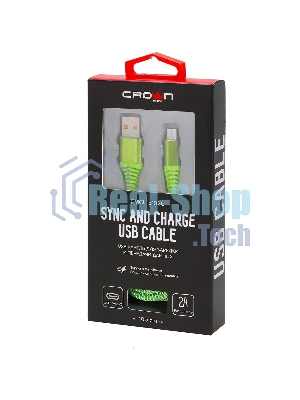 Кабель Crown USB - USB Type-C CMCU-3102C green