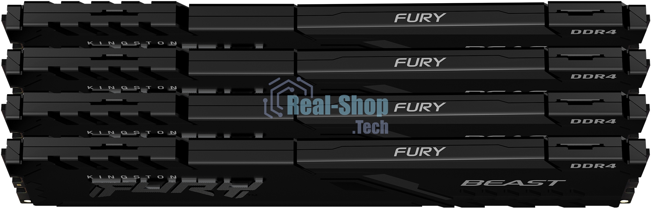 Оперативная память Kingston Fury Beast, DDR4, 128GB (4x32 GB), 3200 MHz, CL16, DIMM, с радиатором, черный