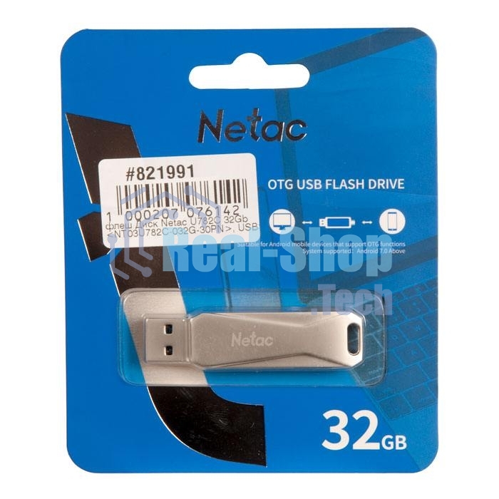 Флешка USB Netac U782C NT03U782C-032G-30PN dual USB 3.0+TypeC 32Gb, retail version