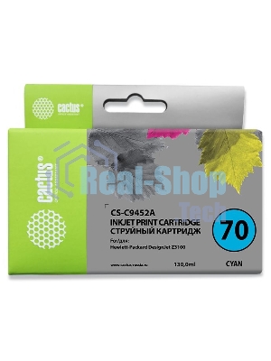 Картридж струйный Cactus CS-C9452A №70 голубой (130 мл.) для HP Designjet Z3100