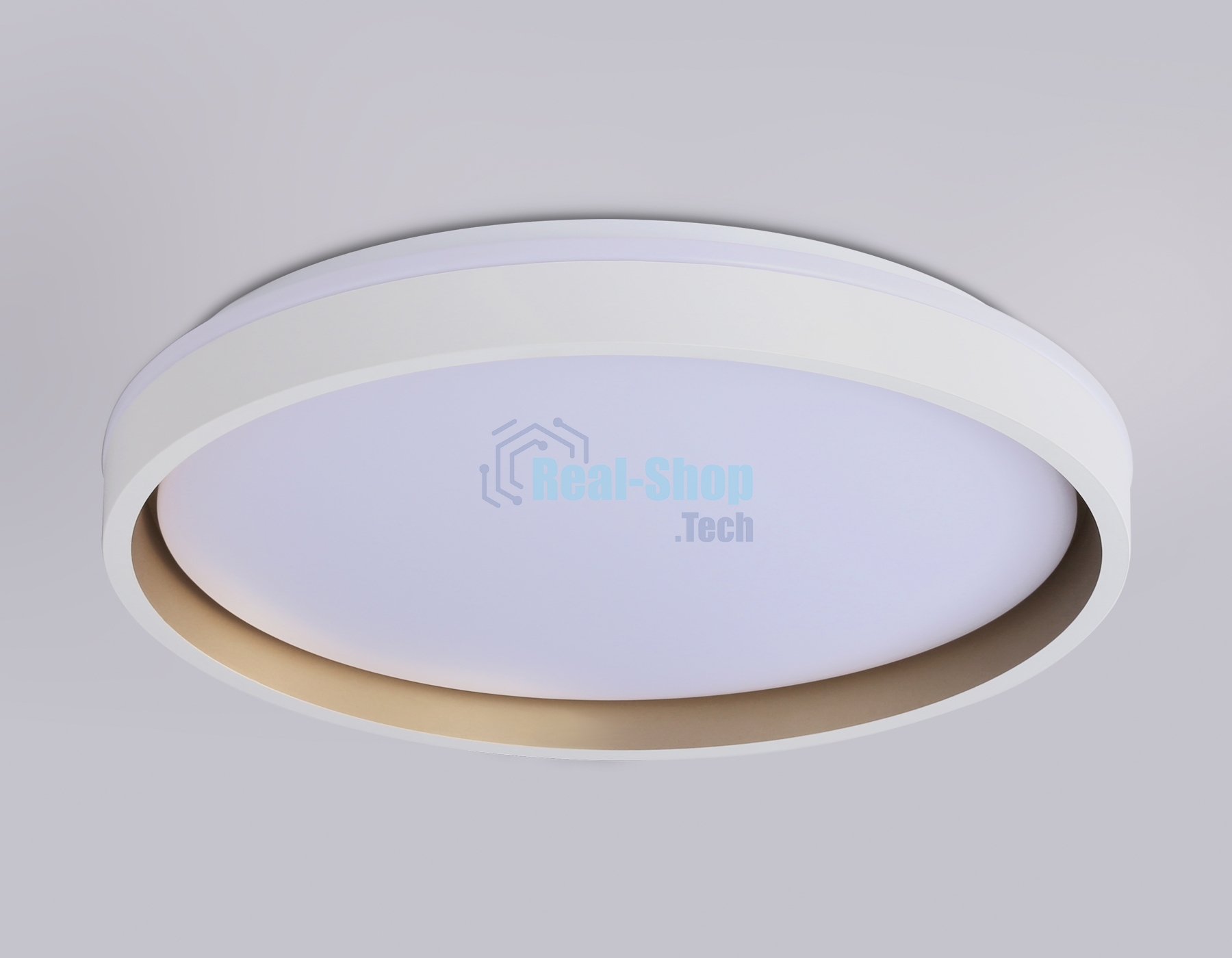 Светодиодный светильник RGB Ambrella light FZ607 WH/GD белый/золото IP20 66W 3000K-6500K+RGB D490*85 (ПДУ ИК)
