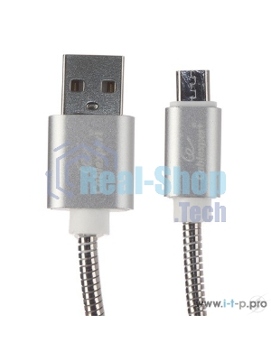 Кабель USB2.0 Cablexpert CC-G-mUSB02S-0.5M, AM/microB, серия Gold, длина 0.5м, серебро, блистер