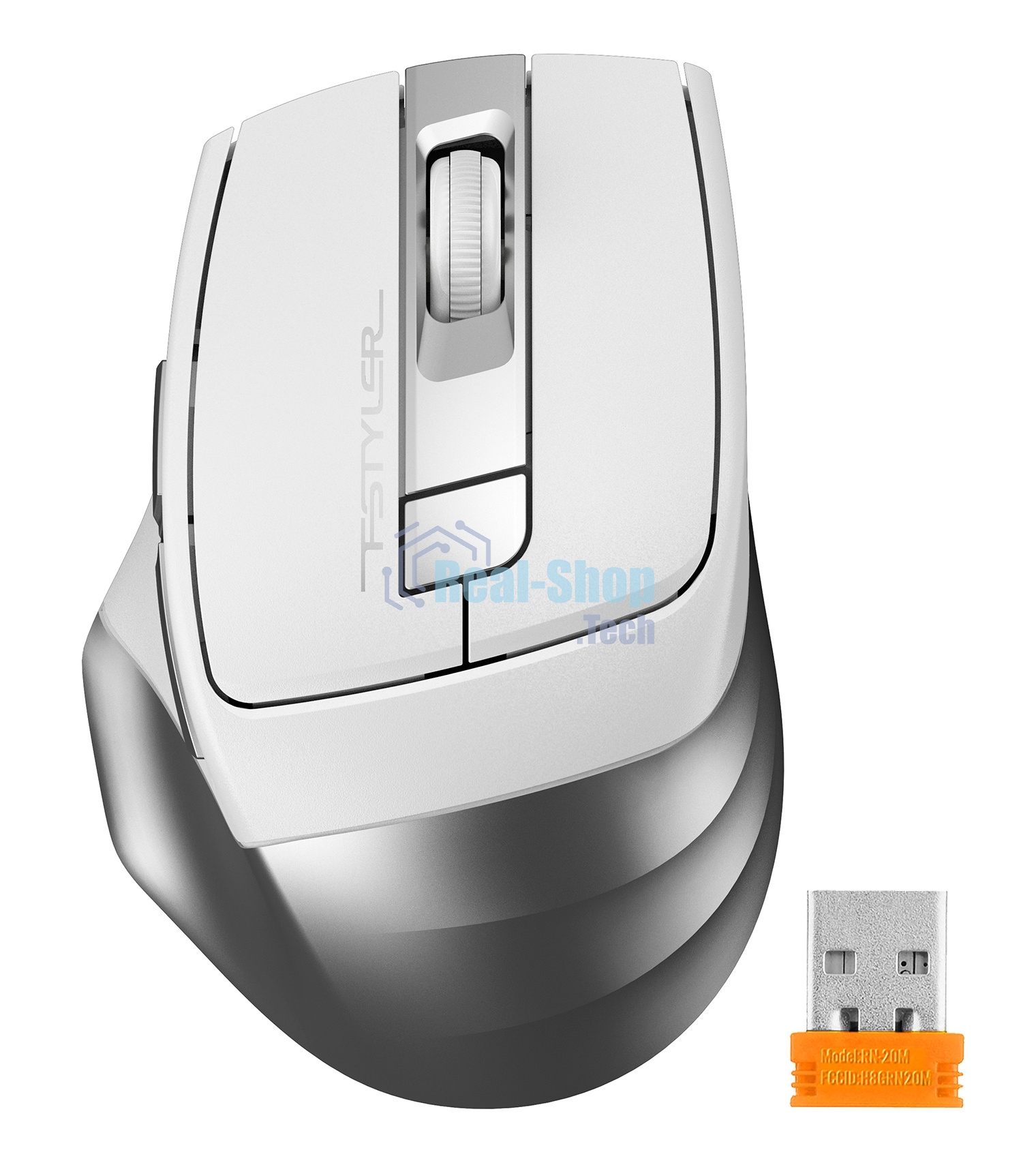 Мышь беспроводная A4Tech Fstyler FG35 серебристый/белый, 2000 dpi, радиоканал, USB, кнопки - 6