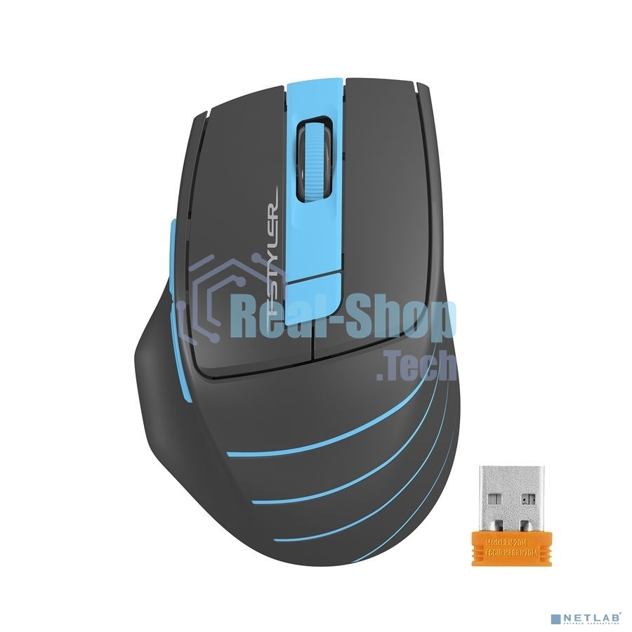 Мышь беспроводная A4Tech Fstyler FG30S серый/синий, 2000 dpi, радиоканал, USB, кнопки - 5