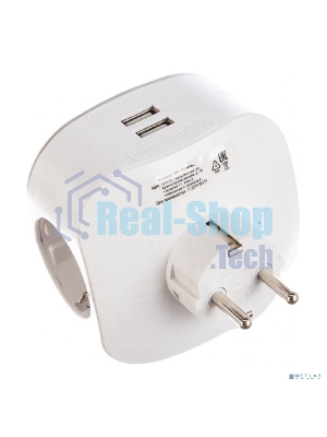 Сетевой разветвитель ЭРА SP-3e-USB-2A, белый