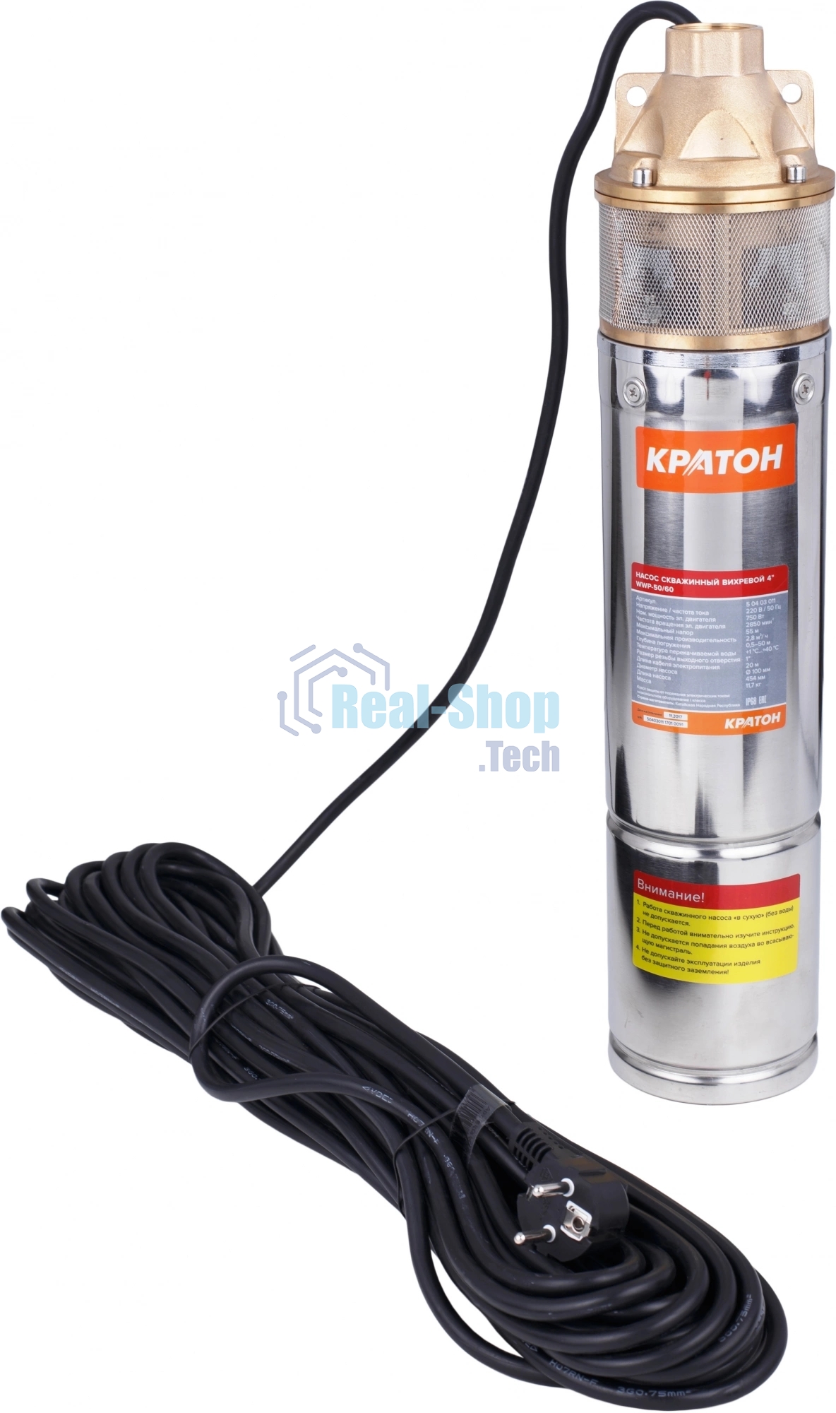 Насос скважинный Кратон WWP-50/60 750Вт 2800л/час вихревой (5 04 03 011)