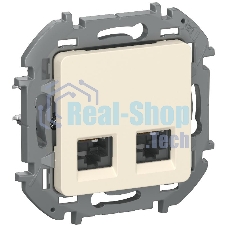 Розетка компьютерная двойная RJ45 категория 5Е UTP 6738361 слоновая кость IEKINSPIRIA
