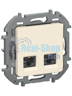 Розетка компьютерная двойная RJ45 категория 5Е UTP 6738361 слоновая кость IEKINSPIRIA