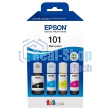 Чернила оригинальные Epson 101 / C13T03V64A мультипак, черный 127 мл., голубой, пурпурный, желтый - 210 мл. для Epson