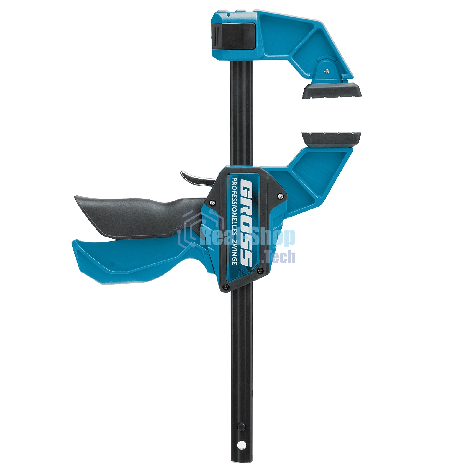 Струбцина реечная Gross быстрозажимная, пистолетного типа, пошаг. механизм, пластиковый корпус,150 мм