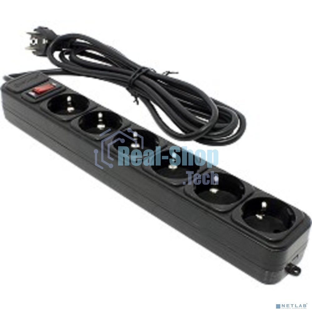 Сетевой фильтр ExeGate EX119393RUS SP-6-3B (6 розеток, 3 м, евровилка, черный)