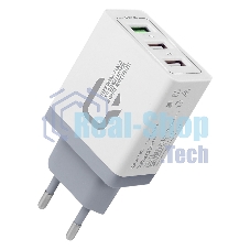 Сетевое зарядное устройство Qumo Quick Charge 3.0 3 USB (Charger 019), Quick charge 3.0, 3 USB, QC 3.0 + 2,1A, белый