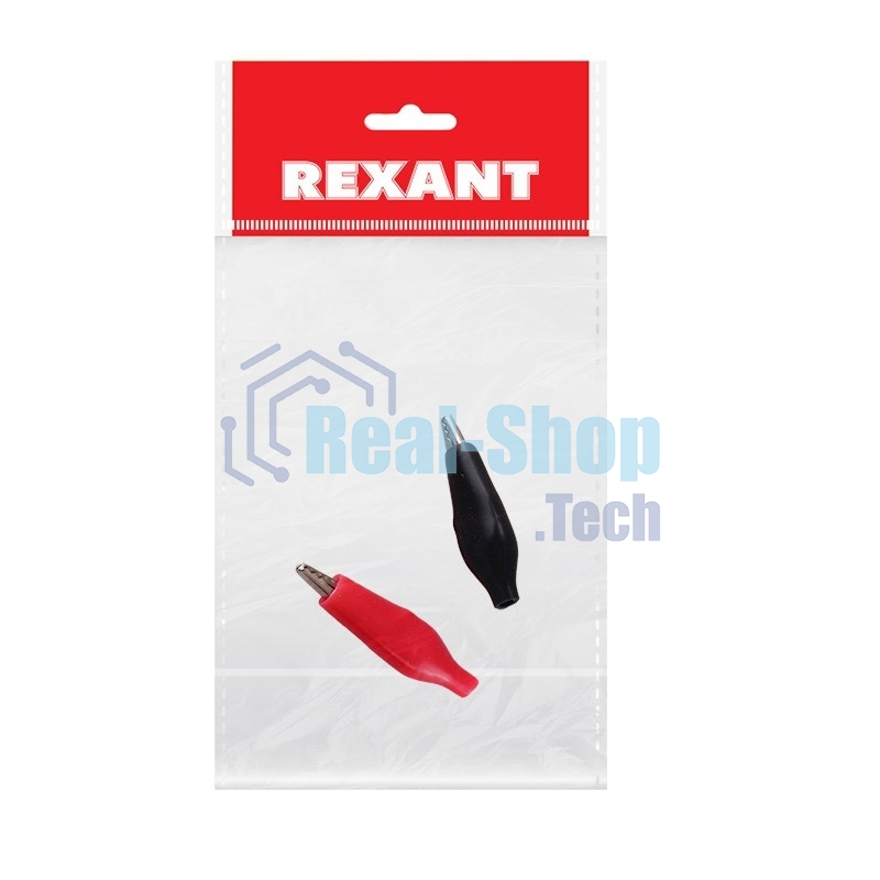Зажим крокодил в изоляторе Rexant, длина 40 мм, ток 5A, 2 шт., пакет БОПП