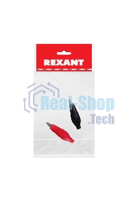 Зажим крокодил в изоляторе Rexant, длина 40 мм, ток 5A, 2 шт., пакет БОПП