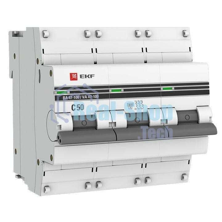 Выключатель автоматический EKF mcb47100-3-50C-pro 3P 50А (C) 10kA ВА 47-100 EKF PROxima