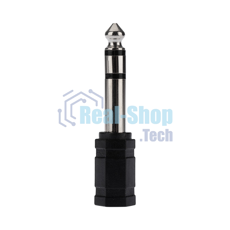 Переходник штекер стерео 6,3 мм - гнездо стерео 3,5 мм, пластик Rexant