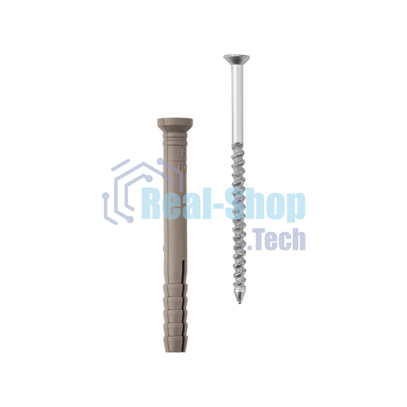 Дюбель-гвоздь Kranz потайной бортик, полипропилен 6х60 пакет (100 шт/уп)