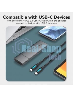 Корпус для SSD Vention USB 3.1 Gen 2-C M.2 NVMe Серый