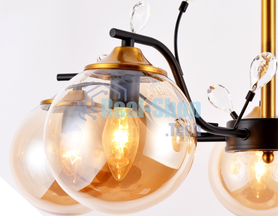 Светильник Ambrella light TR9072/5 BK/TI черный/янтарь E14 max 40W D620*420