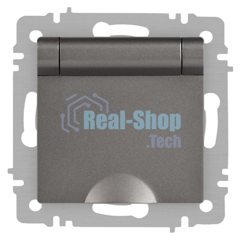Розетка Accent 6-203-09 2P+E Schuko с крышкой 16А-250В IP20 СУ AL/CU титан Intro Б0063471