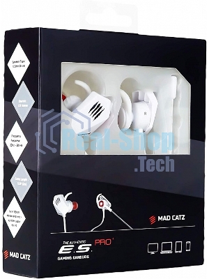 Игровые мобильные наушники белые Mad Catz E.S. PRO+ (3.5 мм jack, 13.5 мм неодимовые магниты, 32 Ом, 20 ~ 20000 Гц, микрофон)