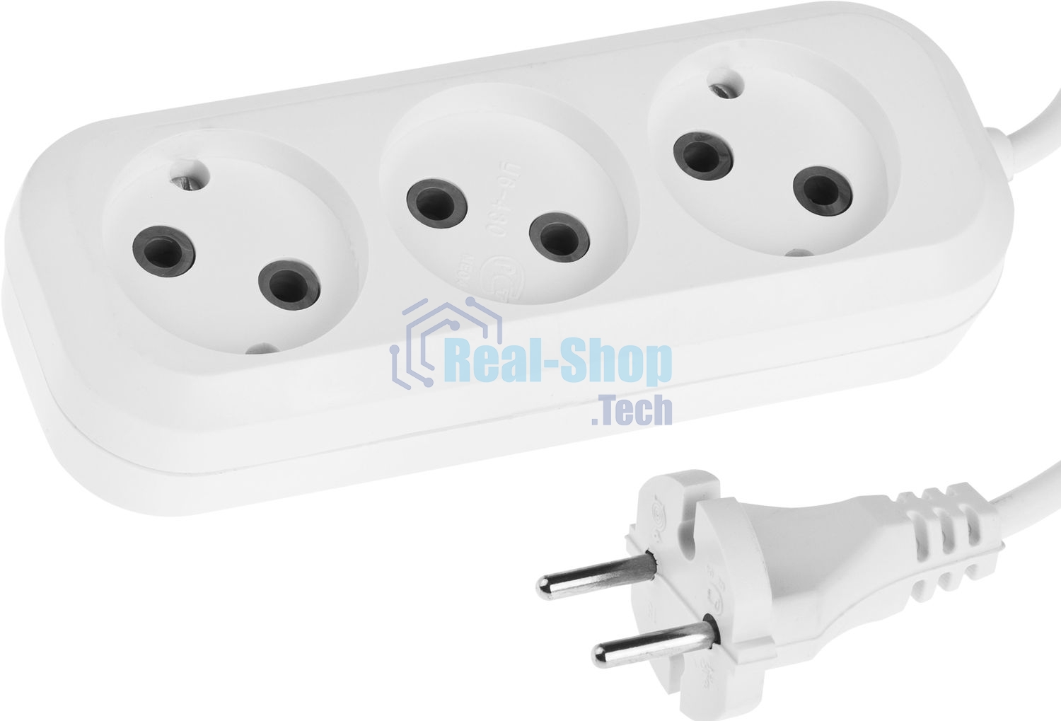 Удлинитель СИБИН электрический, ПВС сечение 0,75 кв мм, 3 гнезда, макс мощн 1300Вт, 2м