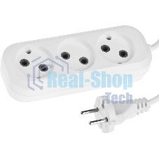 Удлинитель СИБИН электрический, ПВС сечение 0,75 кв мм, 3 гнезда, макс мощн 1300Вт, 2м