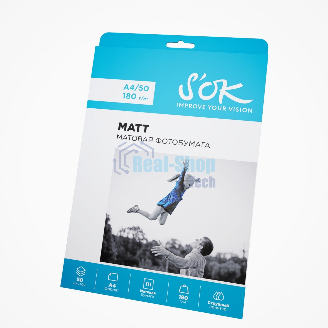 Фотобумага S'OK матовая, формат А4, плотность 180г/м2, 50 листов SA4180050M