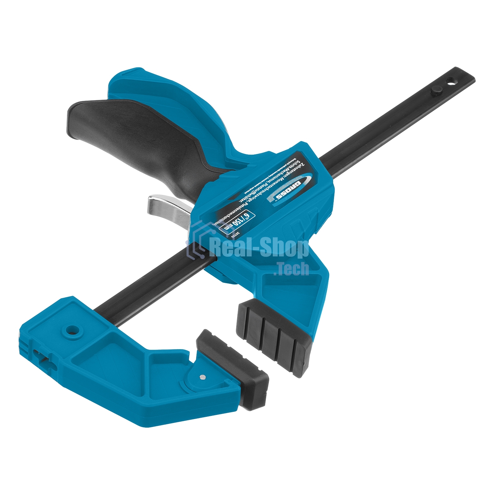 Струбцина реечная Gross быстрозажимная, пистолетного типа, пошаг. механизм, пластиковый корпус,150 мм