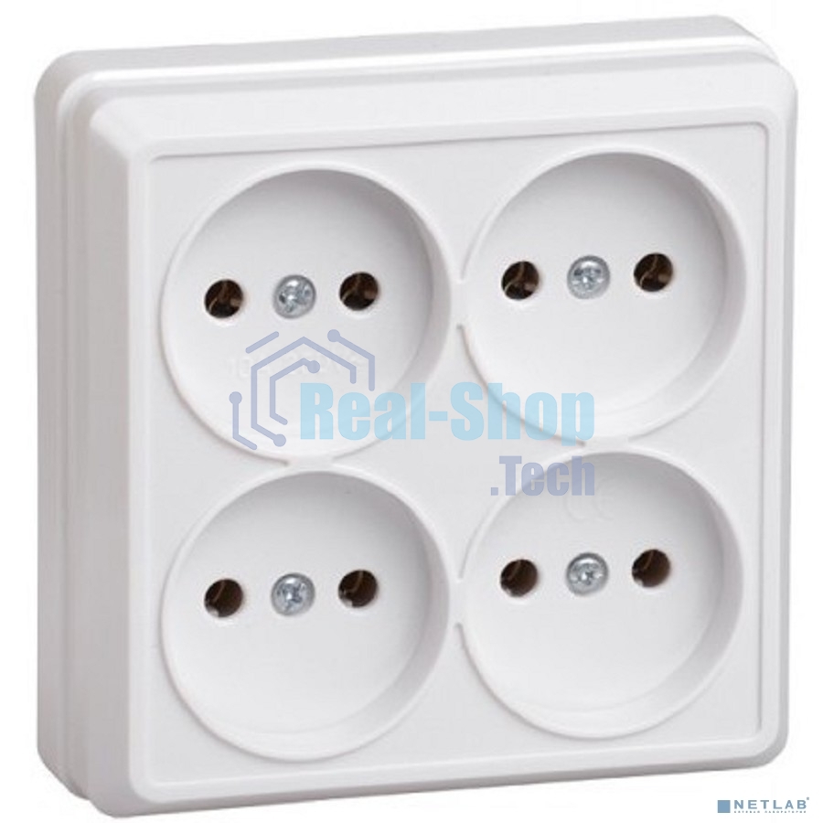 Розетка 4-м ОП Октава 10А IP20 без заземл. белый ИЭК ERO40-K01-10-DC