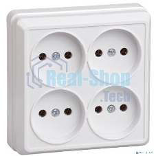 Розетка 4-м ОП Октава 10А IP20 без заземл. белый ИЭК ERO40-K01-10-DC
