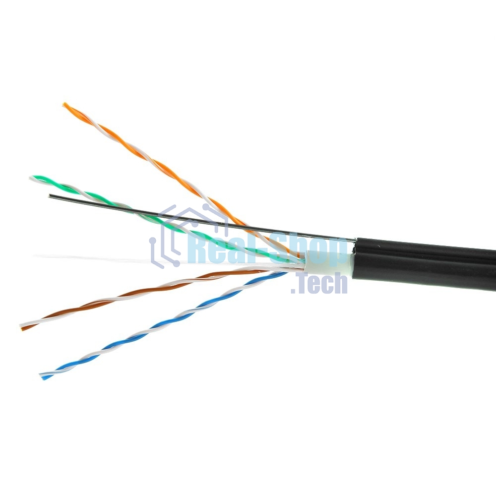 Кабель Cablexpert UPC-5051E-4-CU-OUTR/100, UTP outdoor 4x2x0.51 на тросу, медный, кат.5e, однож., 100м, box, черный