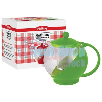 Чайник заварочный MALLONY Variato, 750 мл (стекло, пластик корпус, металл.ситечко), цвета в ассорт.