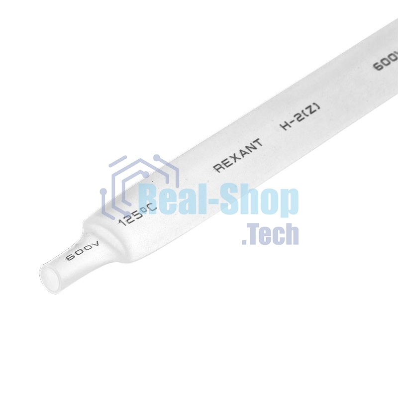 Термоусаживаемая трубка Rexant 9,0/4,5 мм, белая, упаковка 50 шт. по 1 м