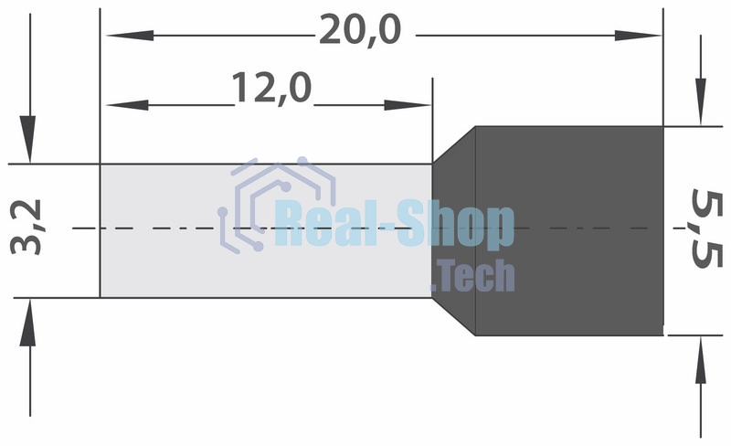 Наконечник штыревой втулочный изолированный Rexant F-18 мм 4 мм² (НШВи 4.0-18) серый