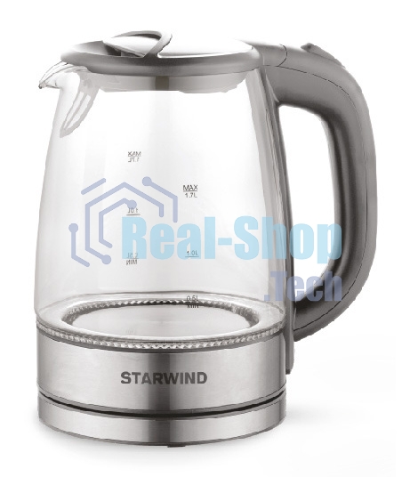 Чайник электрический Starwind SKG2315 1.7л. 2200Вт серый/серебристый (корпус: стекло)