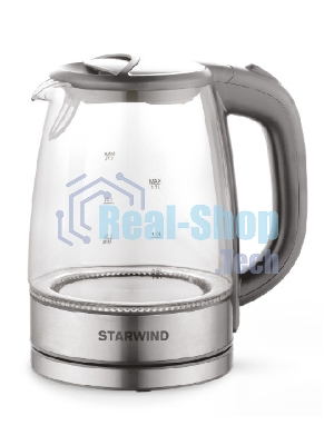 Чайник электрический Starwind SKG2315 1.7л. 2200Вт серый/серебристый (корпус: стекло)