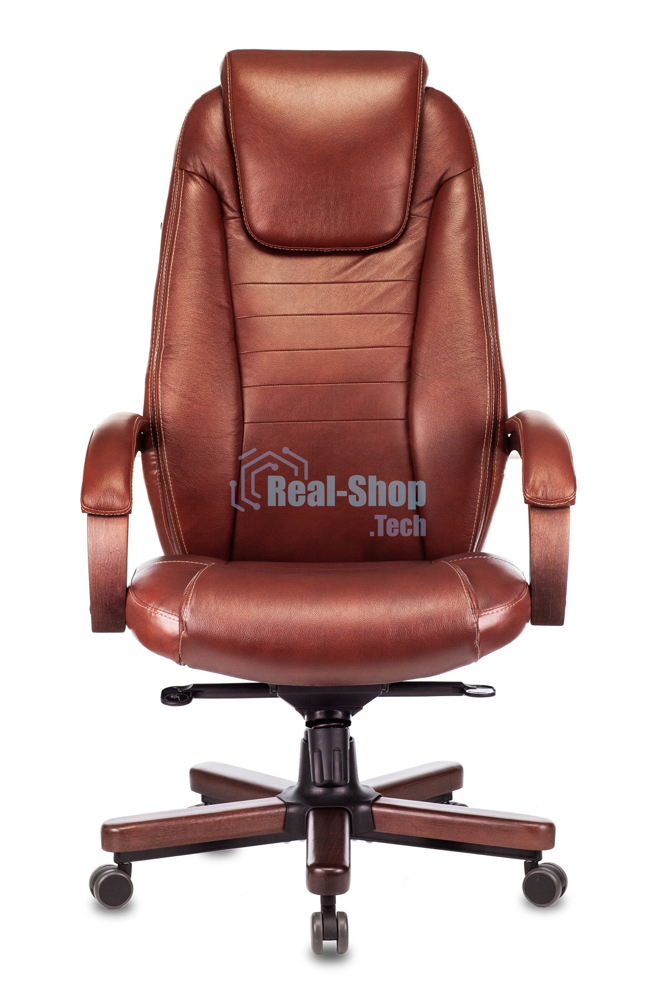 Кресло руководителя Бюрократ T-9923WALNUT светло-коричневый Leather Eichel, кожа, крестовина металл/дерево