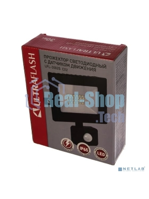 Прожектор Ultraflash LFL-3002S C02 черный (LED прожектор с датчиком, 30 Вт, 230В, 6500К)
