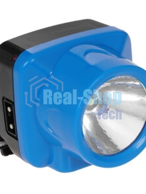 Фонарь ULTRAFLASH LED5374фонарь налобн аккум 220В. голубой. 0.4 ВаттLED. 1 реж. пласт. бокс