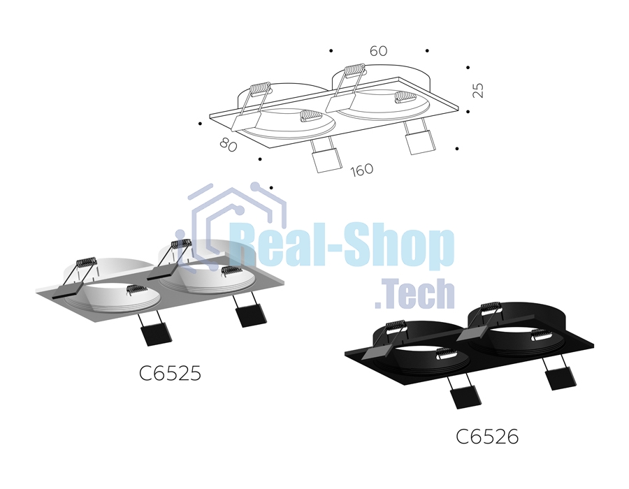 Корпус светильника C6526 SBK черный песок 160*80*H25mm MR16 GU5.3