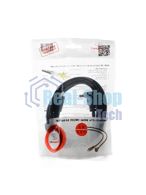 Кабель Cablexpert HDMI CC-HDMI490-6, 19M/19M, v2.0, медь, позол.разъемы, экран, угловой, 1.8м, черный, пакет