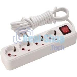 Удлинитель LEZARD 720-0403-402с/з 4 входа 3 м с выключателем серии LILA