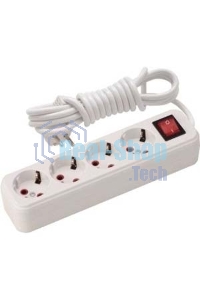 Удлинитель LEZARD 720-0403-402с/з 4 входа 3 м с выключателем серии LILA