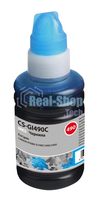 Чернила Cactus CS-GI490C голубой 100мл для Canon PIXMA G1400, G2400, G3400