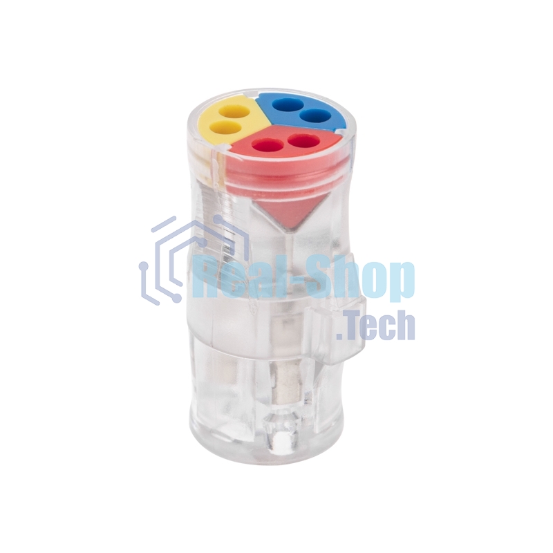 Экспресс-клемма Rexant СМК 2273-2x3R проходная разъемная 3 полюса 3х2-проводная 0,5-2,5 мм² (50 шт/уп)