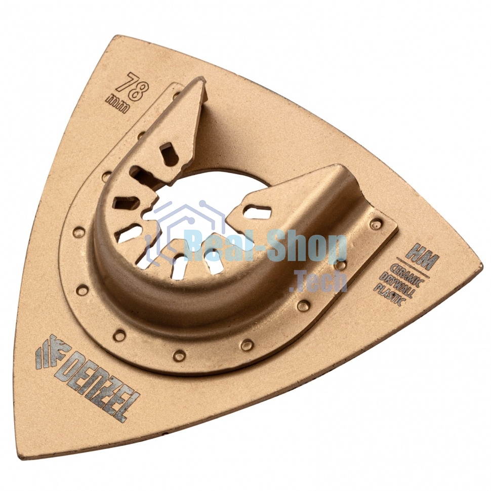 Насадка для МФИ Denzel шлифовальная дельтовидная, HM, по плитке и дереву, 78 мм